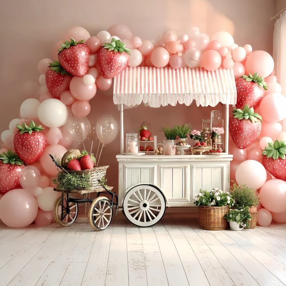Toile de fond Fraise Chariot Bonbons Ballon Enfants CSH5-302