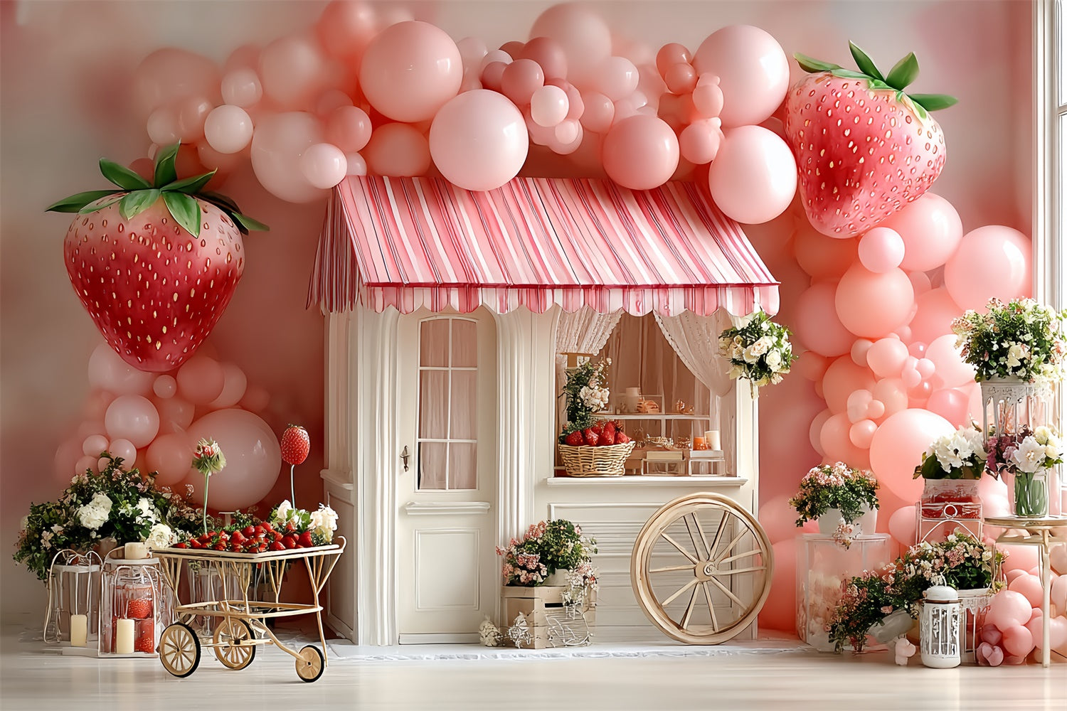 Toile de fond Fraise Ballon Cottage Fraise CSH5-303