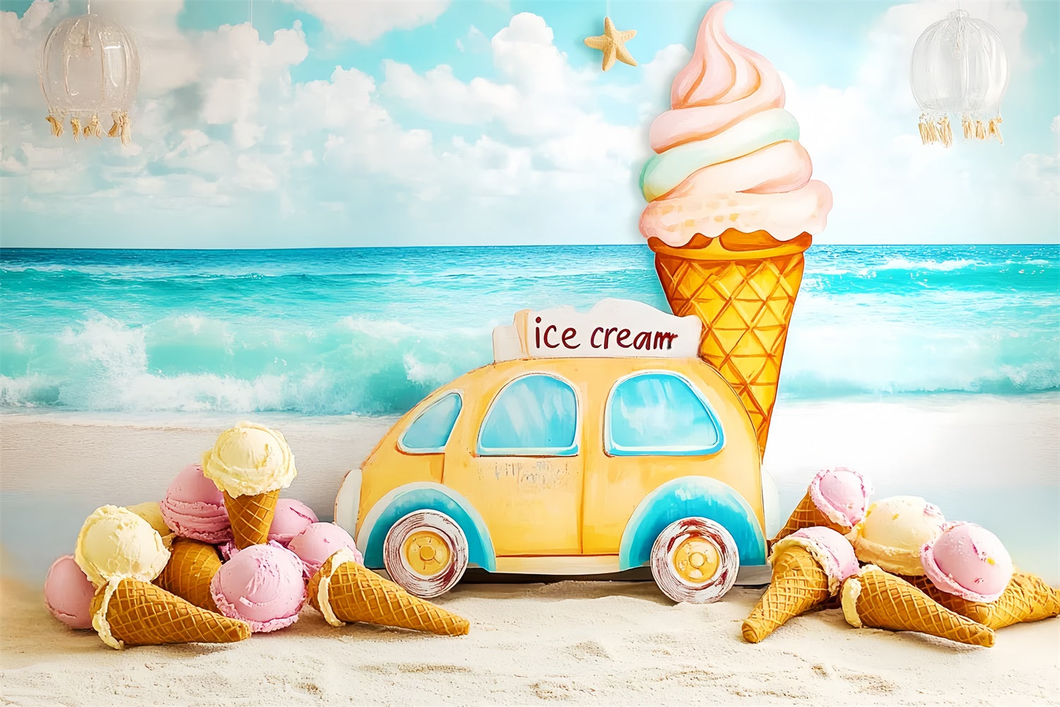 Toile de fond Plage Été Rêves Glace Enfants CSH5-305