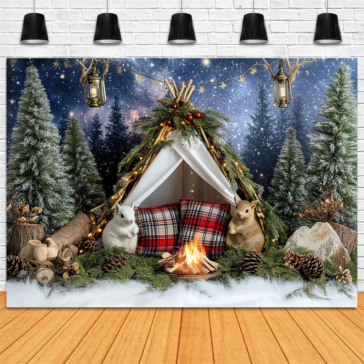 Toile de fond Noël Camp Forêt Étoilée Photo Enfants CSH5-306