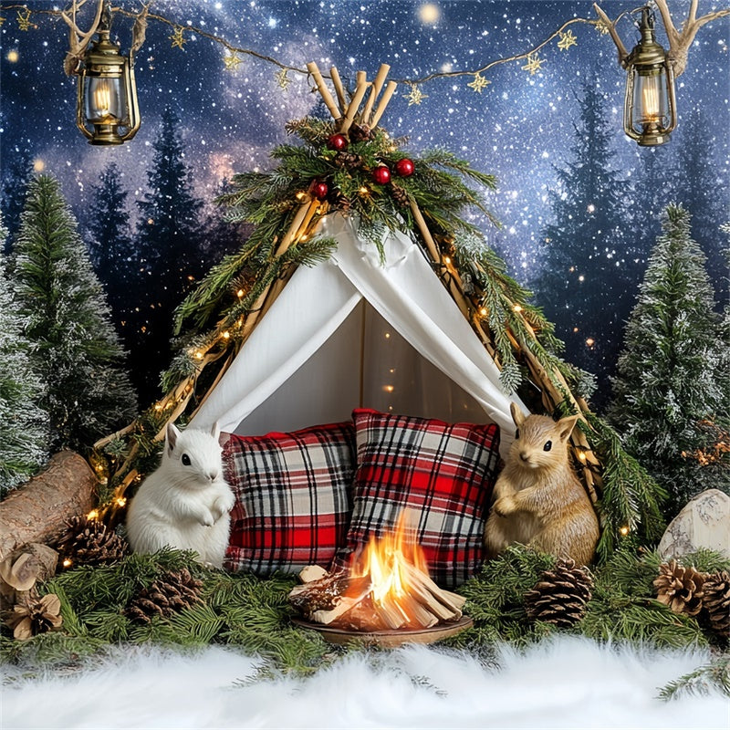 Toile de fond Noël Camp Forêt Étoilée Photo Enfants CSH5-306