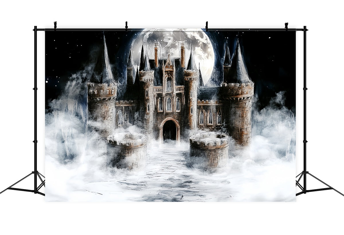 Toile de fond Château Château Brume Lune Enfants CSH5-309
