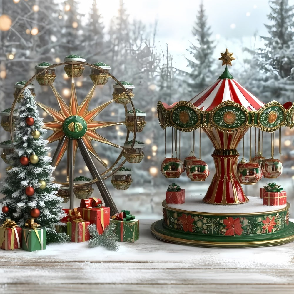 Toile de fond Noël Grande Roue Joie Enfants CSH5-317