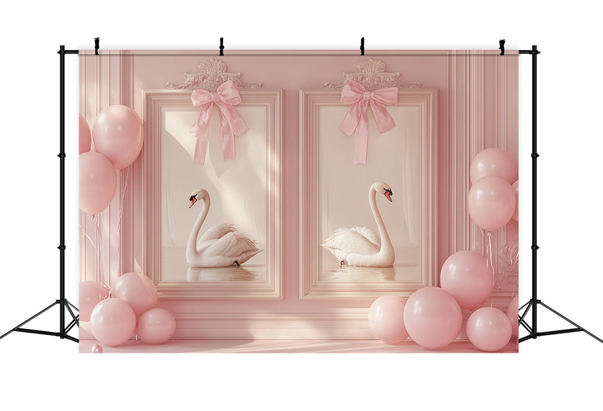 Toile de fond Mur Vintage Cygne Rosé Élégance Nouveau-né CSH5-318
