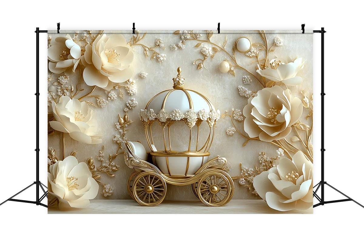 Toile de fond Nouveau-né Conte de Fées Floral Ivoire CSH5-327
