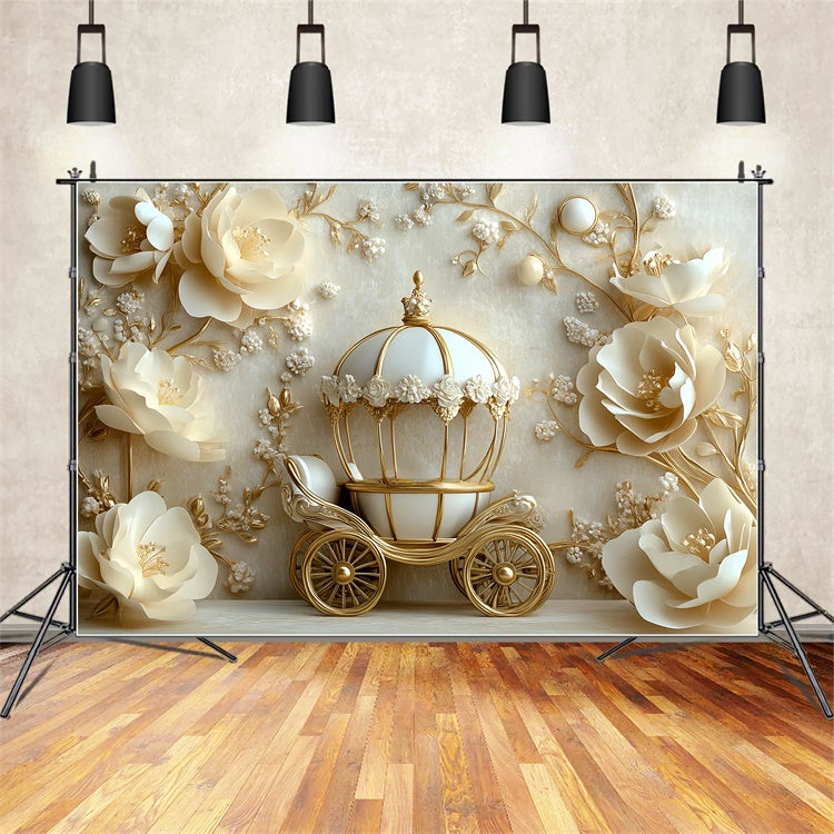 Toile de fond Nouveau-né Conte de Fées Floral Ivoire CSH5-327