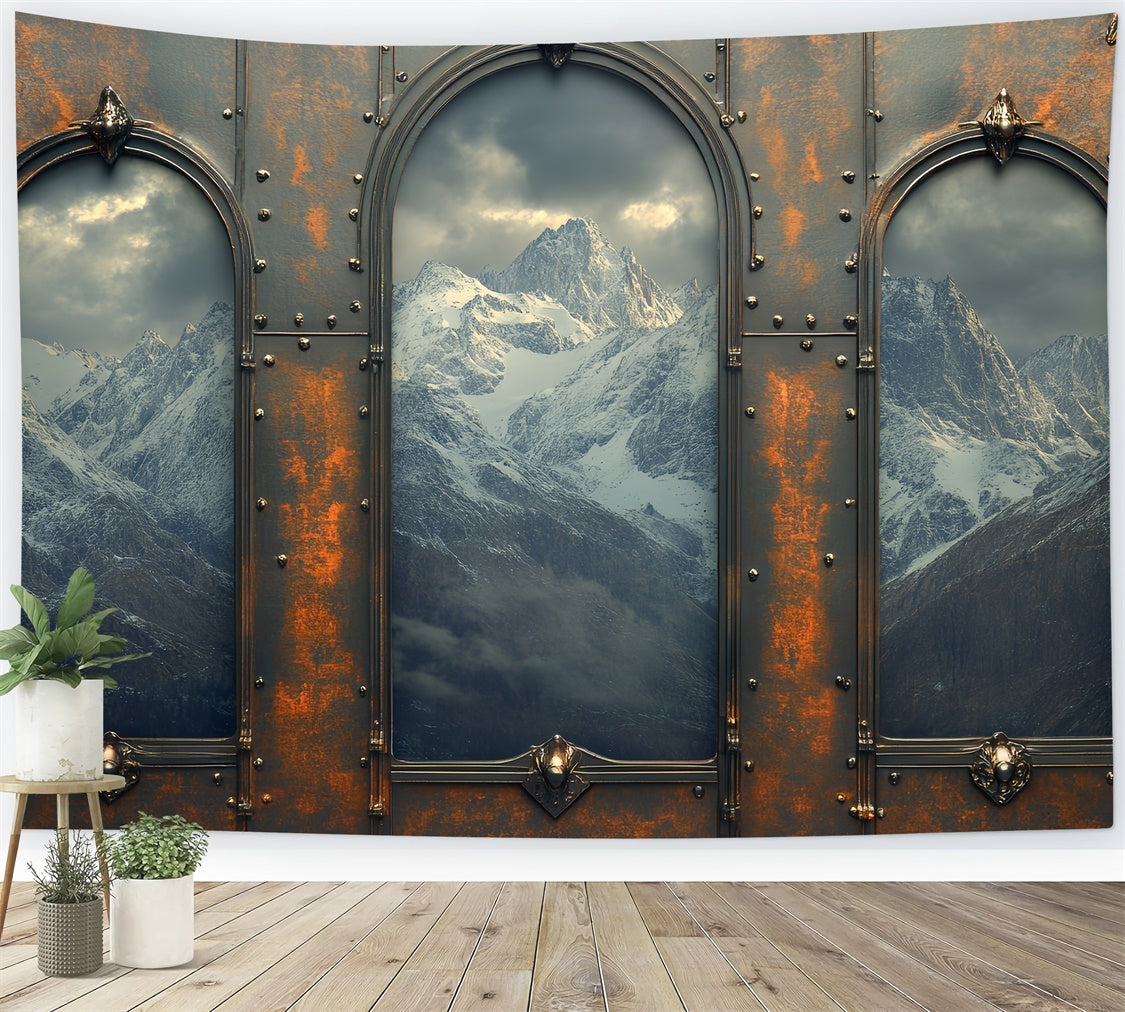Toile de fond Fête des Pères Fenêtre Métal Montagne CSH5-38