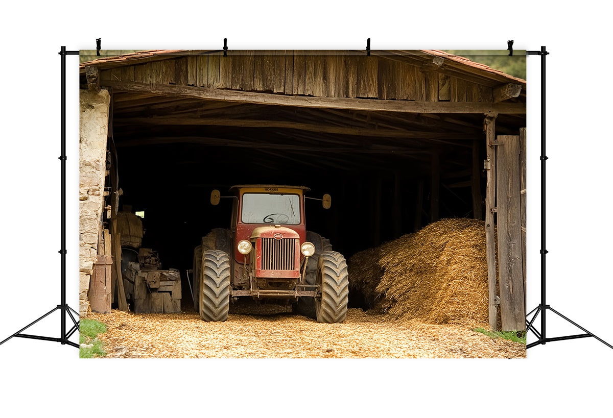 Toile de fond Bonne Fête des Pères Grange Campagne Tracteur CSH5-44