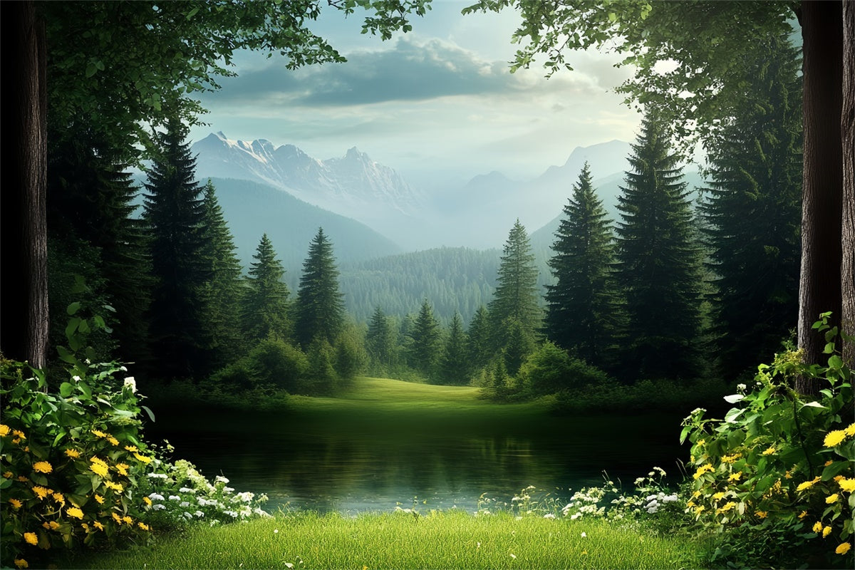 Toile de fond Fête des Pères Idées Forêt Lac Montagne CSH5-58