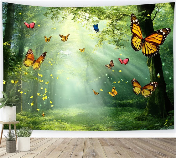 Toile de fond Papillons Forêt Lumière Dorée Été CSH5-72