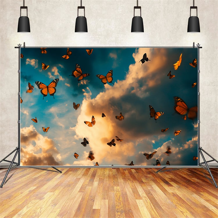 Toile de fond Été Nuages Dramatiques Papillons CSH5-73