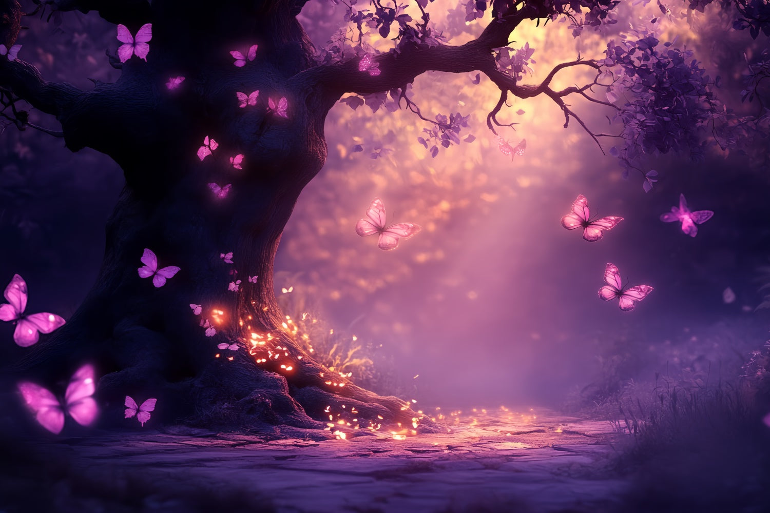 Toile de fond Papillons Forêt Magique Lumineuse Été CSH5-75