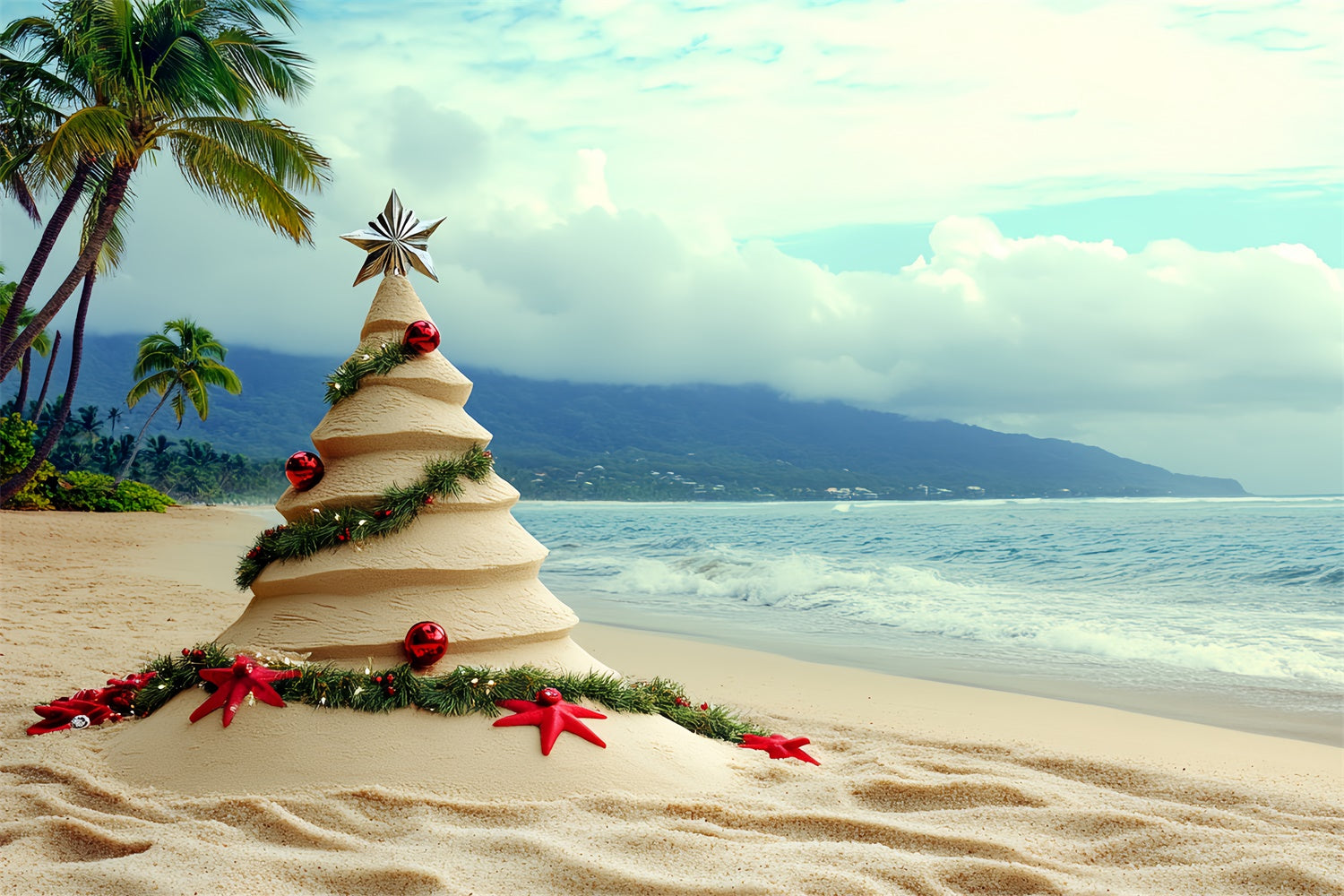 Toile de fond de Plage Noël à la Plage Été CSH5-82