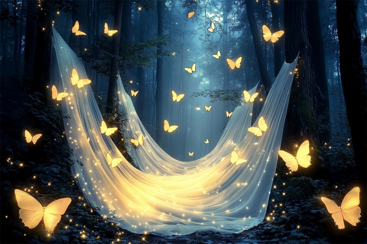 Toile de fond Papillons Forêt Magique Luminescente Été CSH5-86