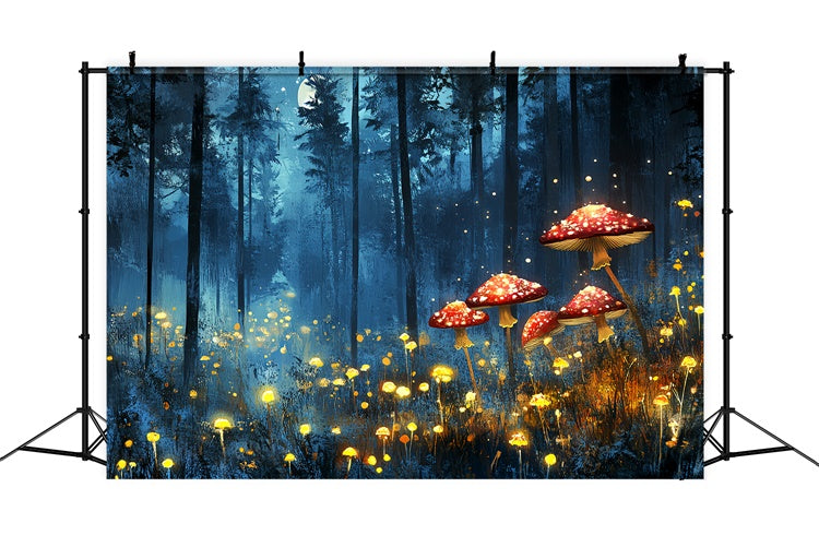 Toile de fond Été Forêt Magique Champignons Lumineux CSH5-88