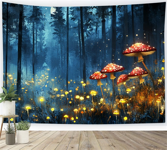 Toile de fond Été Forêt Magique Champignons Lumineux CSH5-88