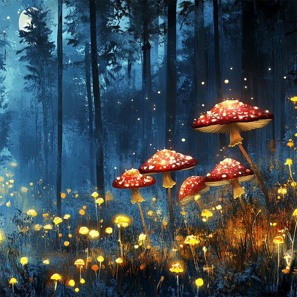Toile de fond Été Forêt Magique Champignons Lumineux CSH5-88