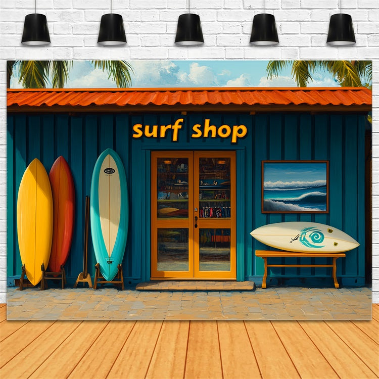Toile de fond Été Planche de Surf Colorée Boutique Plage CSH5-91