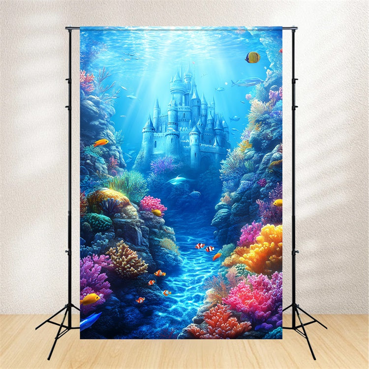 Toile de fond Sous-Marine Château Fantaisie Magique Été CSH5-98