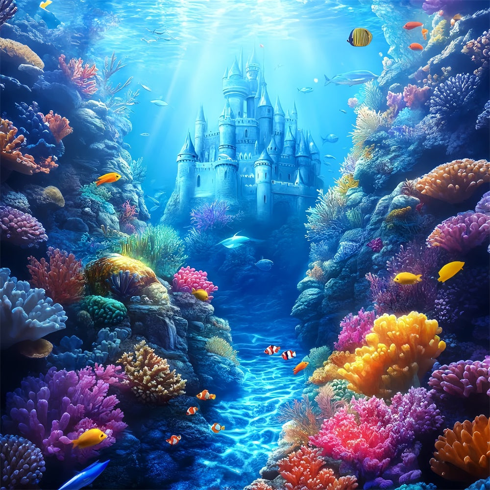 Toile de fond Sous-Marine Château Fantaisie Magique Été CSH5-98