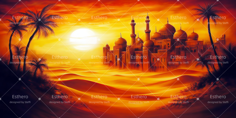 Fond de Scène Personnalisé Coucher du Soleil Arabe CSH510-T17