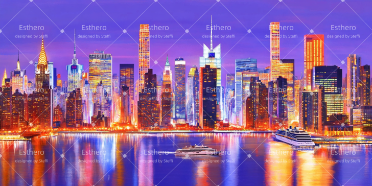 Fond de Scène Personnalisé Ligne d’Horizon de New York la Nuit CSH510-T29