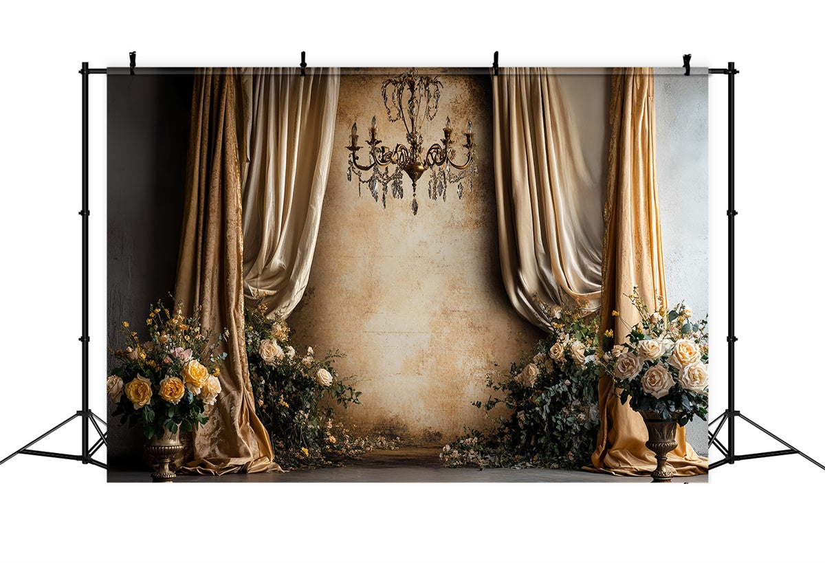 Toile de fond Vintage Mur Élégance Drapée Dorée Baroque CSH57-101
