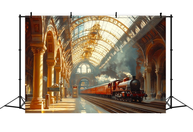 Toile de fond Vintage Victorienne Gare Heure Dorée CSH57-107