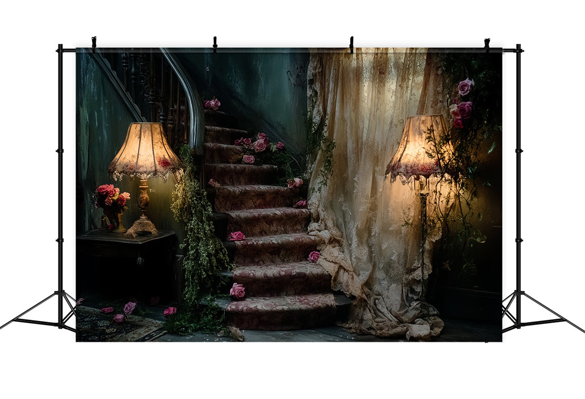 Toile de fond Vintage Antique Escalier Rose Fanée Photo CSH57-108