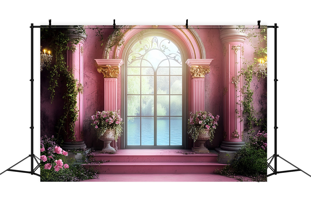 Toile de fond Vintage Photographie Terrasse Jardin Rosé CSH57-109