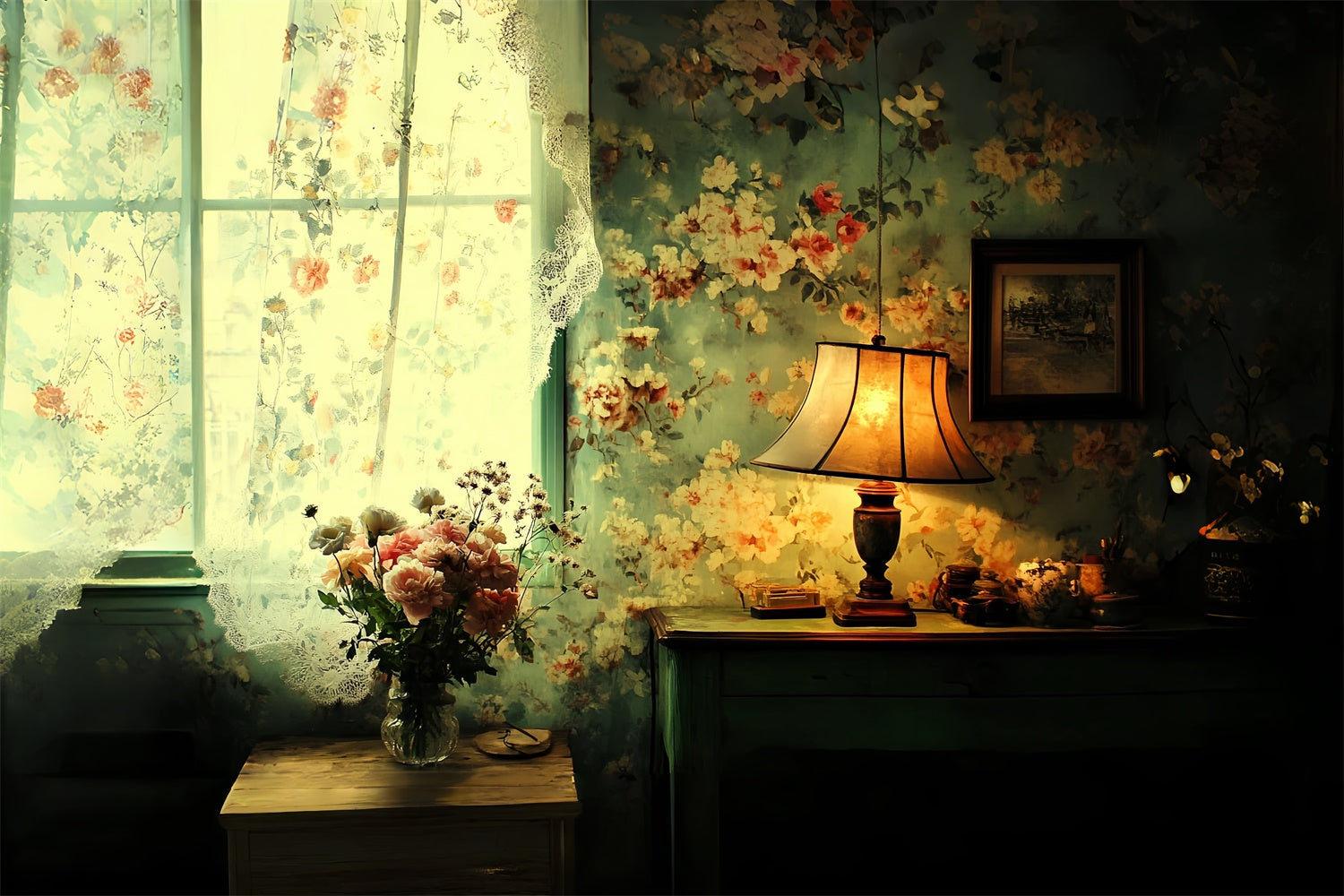 Toile de fond Vintage Classique Soirée Florale CSH57-118