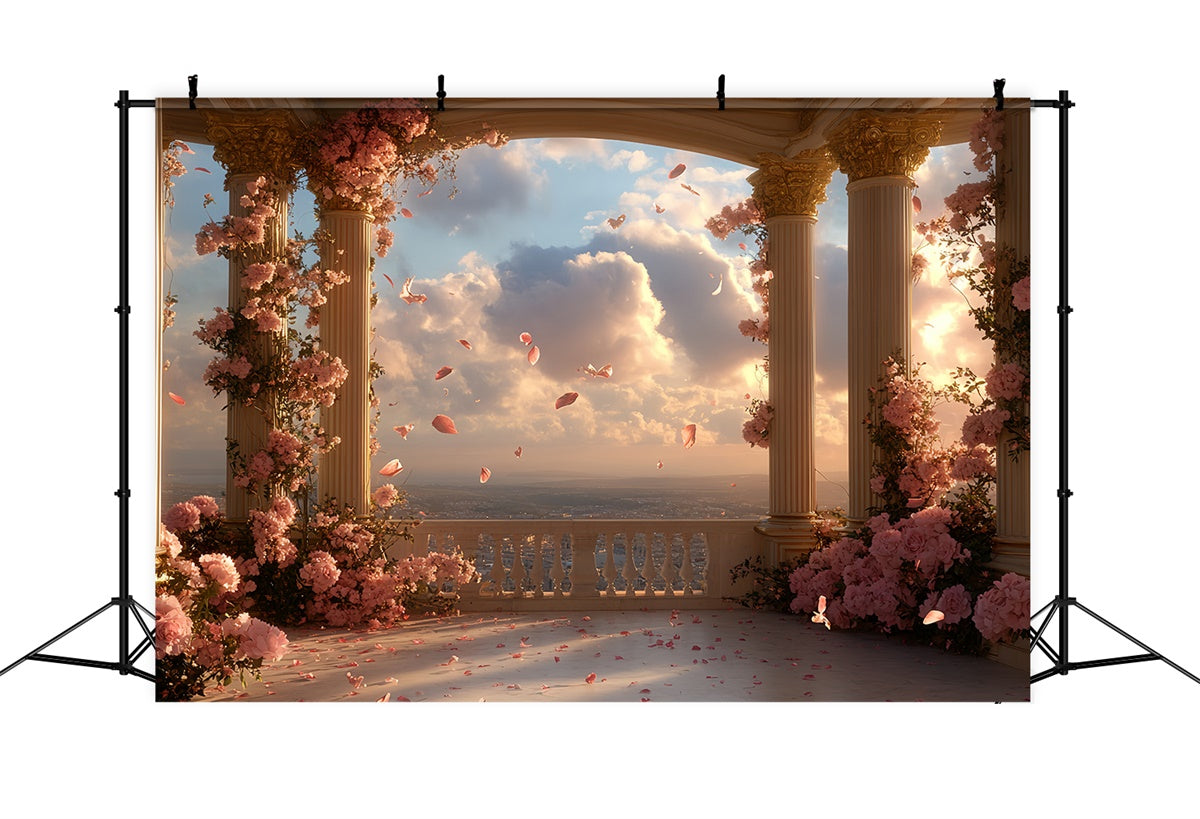 Toile de fond Vintage Baroque Balcon Ciel Pétales Studio CSH57-120