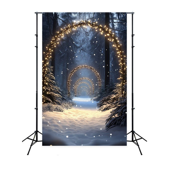 Toile de fond Forêt Neige Sentier Illuminé Enchanté CSH57-152
