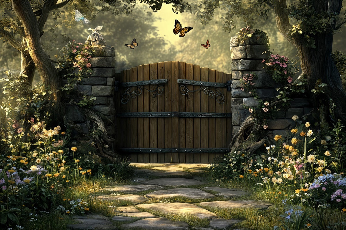 Toile de fond Forêt Magique Jardin Secret Portail Bois CSH57-162