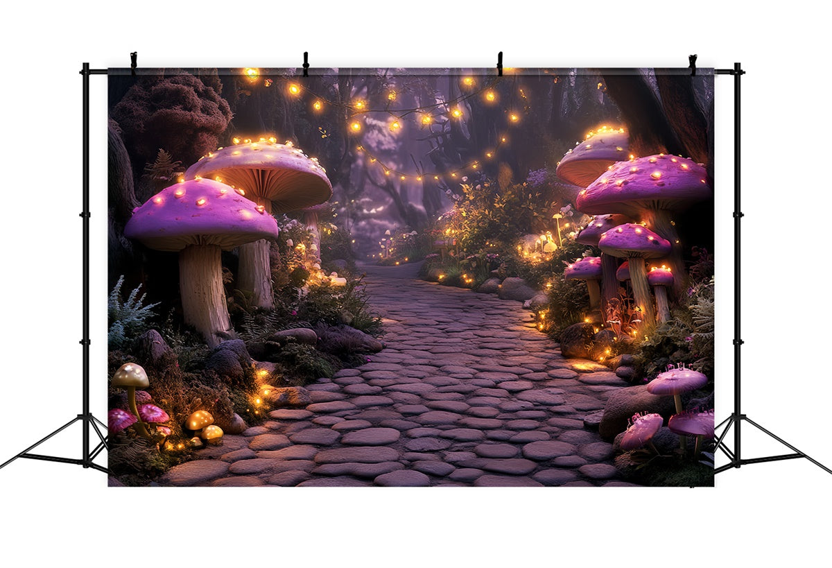 Toile de fond Forêt Conte Sentier Champignon Lumineux CSH57-163