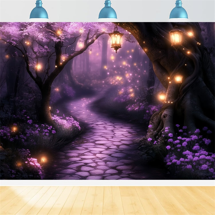 Toile de fond Forêt Enchantée Sentier Lueur Pourpre CSH57-164