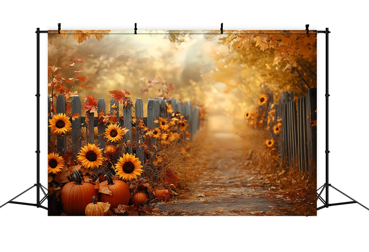 Toile de fond Photo Automne Tournesol Clôture Récolte CSH57-183