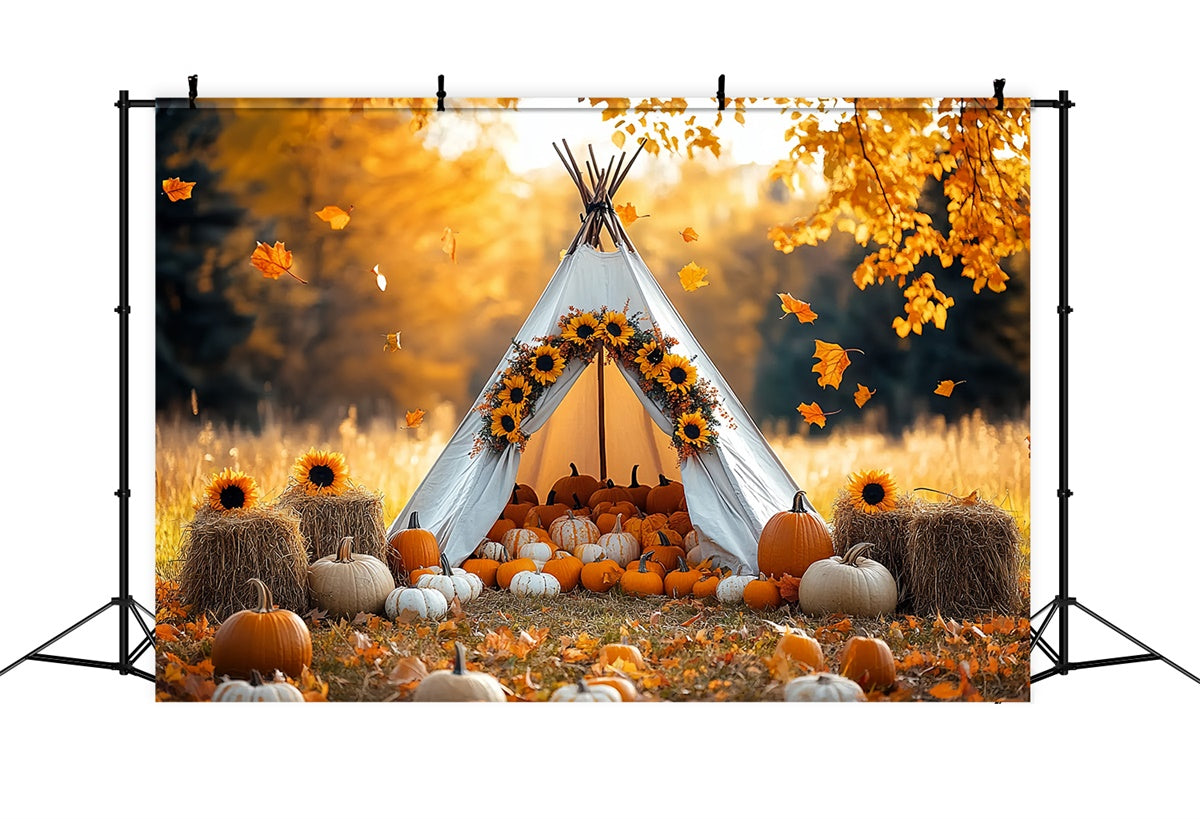 Toile de fond Photo Automne Récolte Teepee Scène CSH57-184