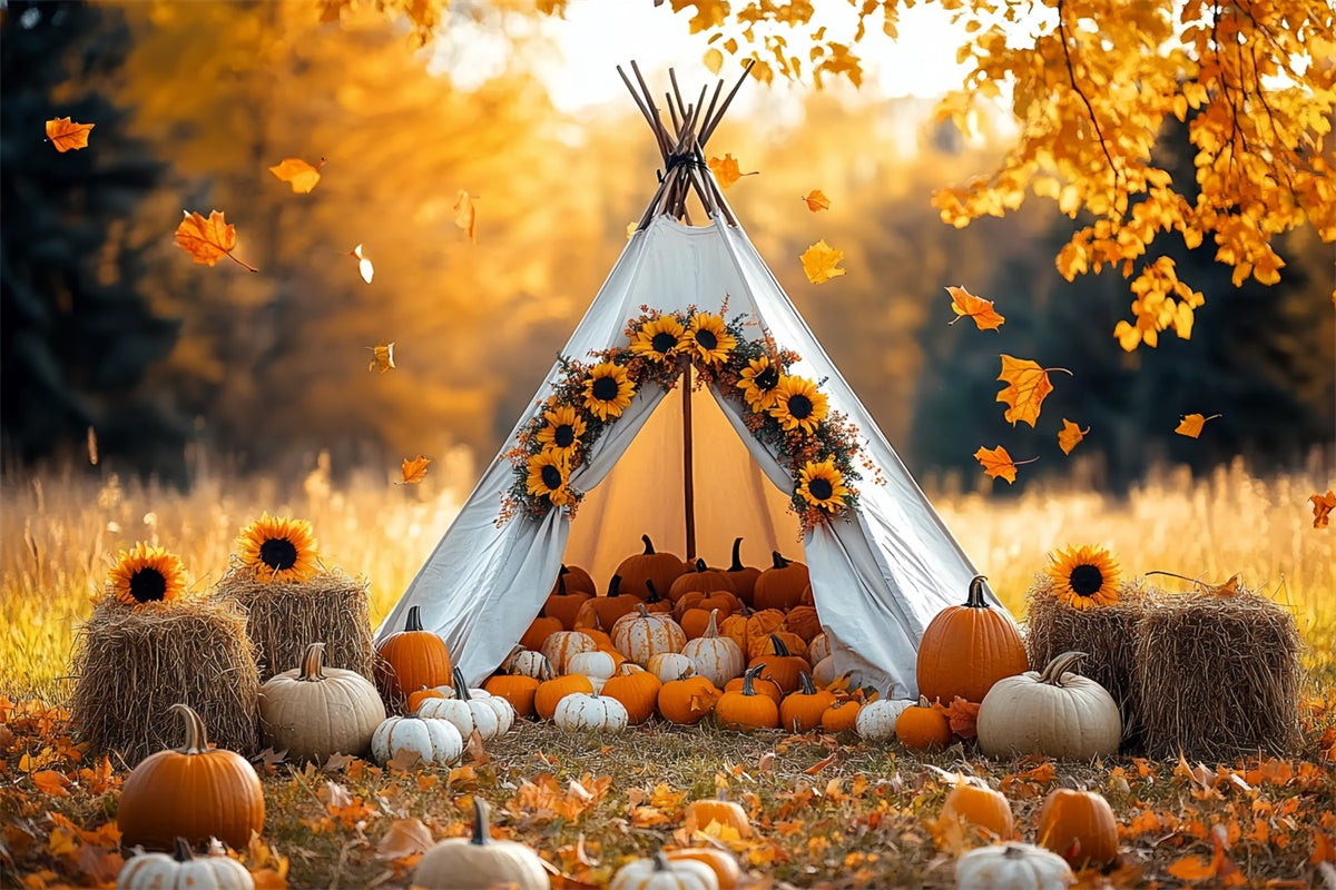 Toile de fond Photo Automne Récolte Teepee Scène CSH57-184
