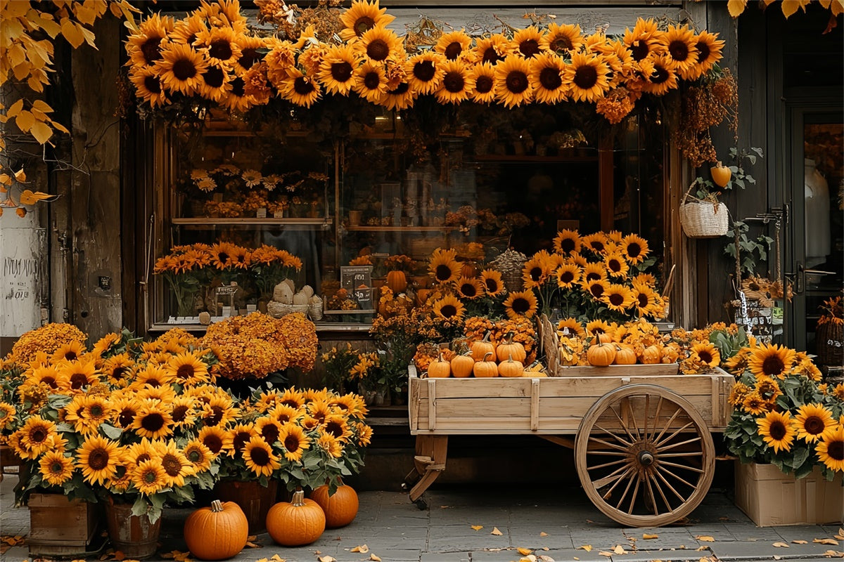 Toile de fond Photo Automne Marché Fleurs Campagne CSH57-188