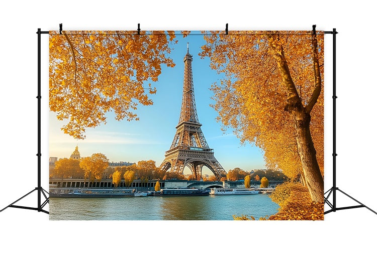 Toile de fond Photo Automne Érable Vue Rivière Eiffel CSH57-190