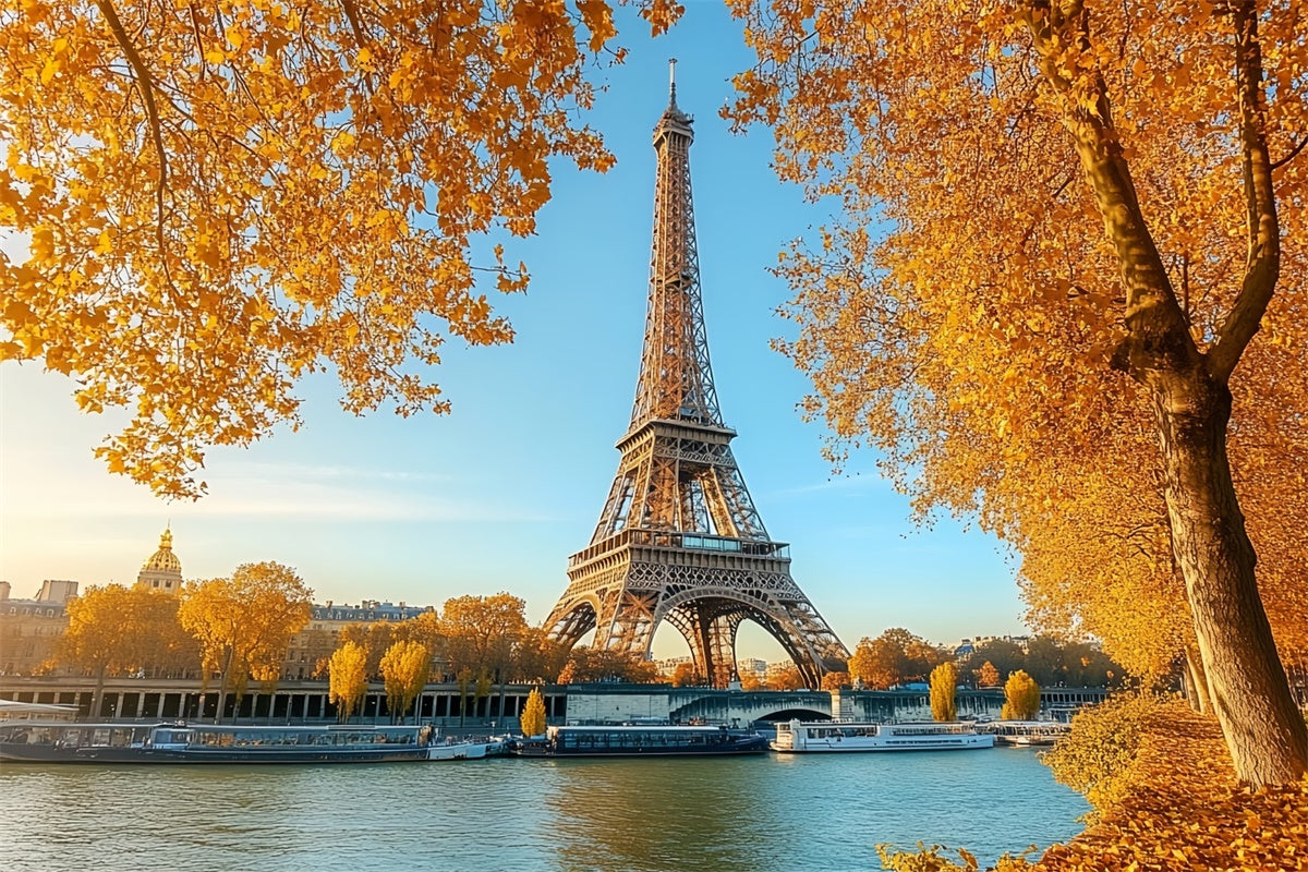 Toile de fond Photo Automne Érable Vue Rivière Eiffel CSH57-190
