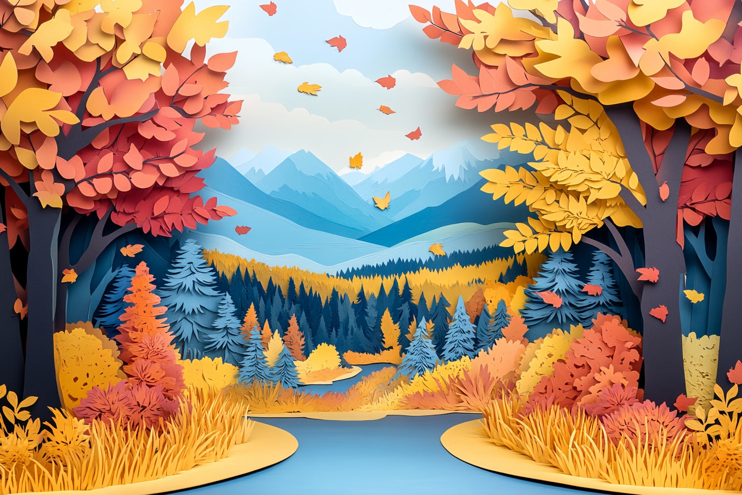 Toile de fond Automne Fantaisie Forêt Couchée CSH57-194