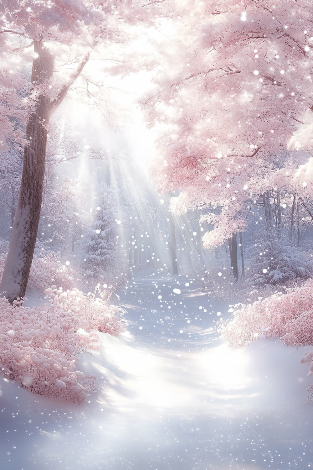Toile de fond Hiver Rêve Rose Lumière de Neige CSH57-203