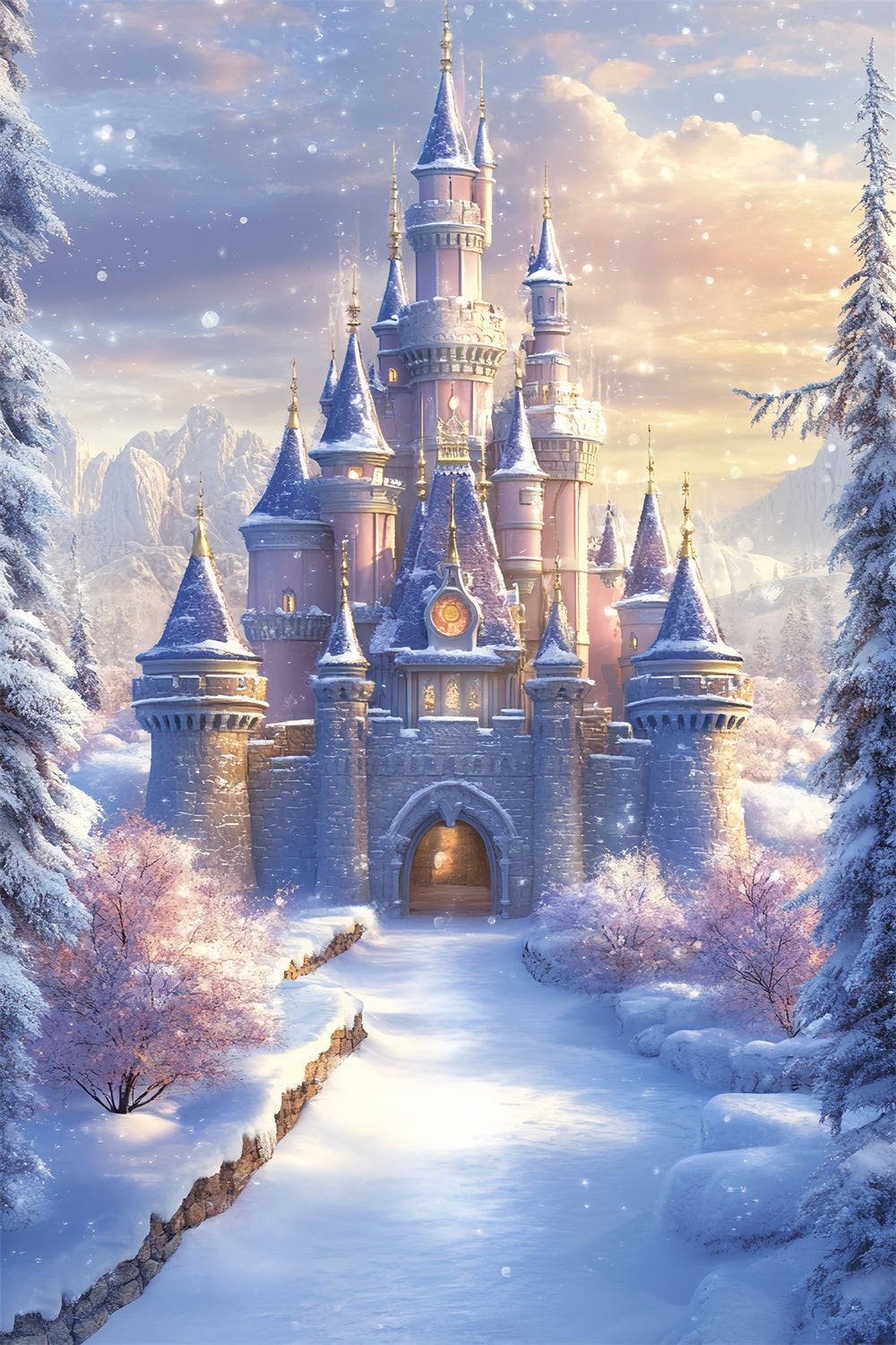 Toile de fond Hiver Château Royal Givré CSH57-205