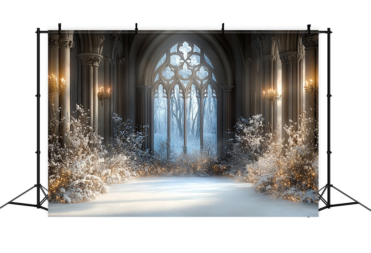 Toile de fond Photo Hiver Salle Gothique Éclairée par la Neige CSH57-206