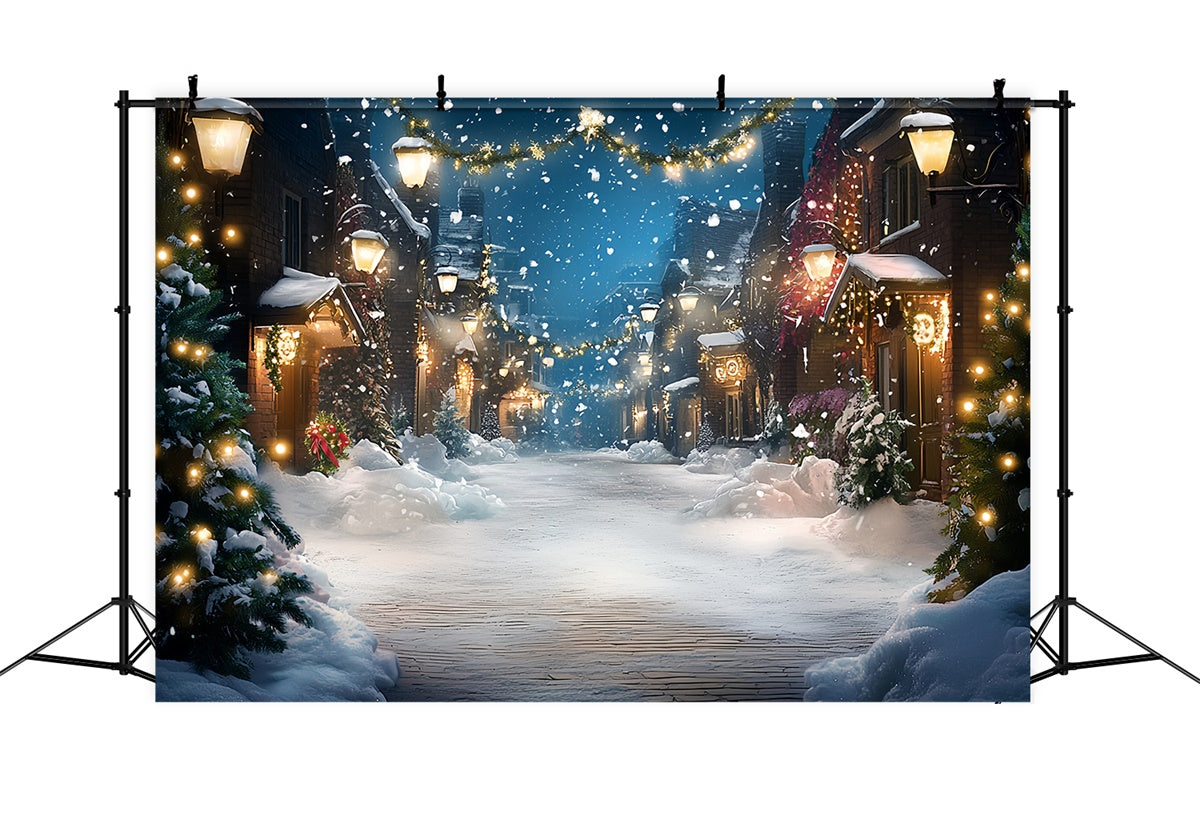 Toile de fond Photo Hiver Rue Illuminée de Fête CSH57-213