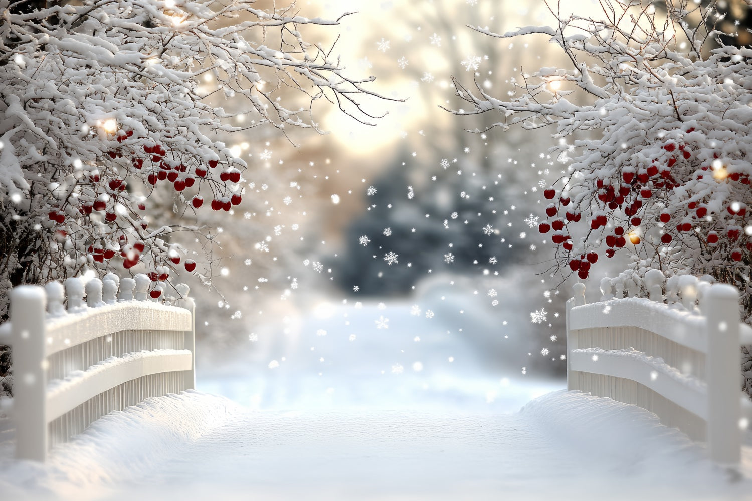 Toile de fond Hiver Pont de Baies sous la Neige CSH57-216