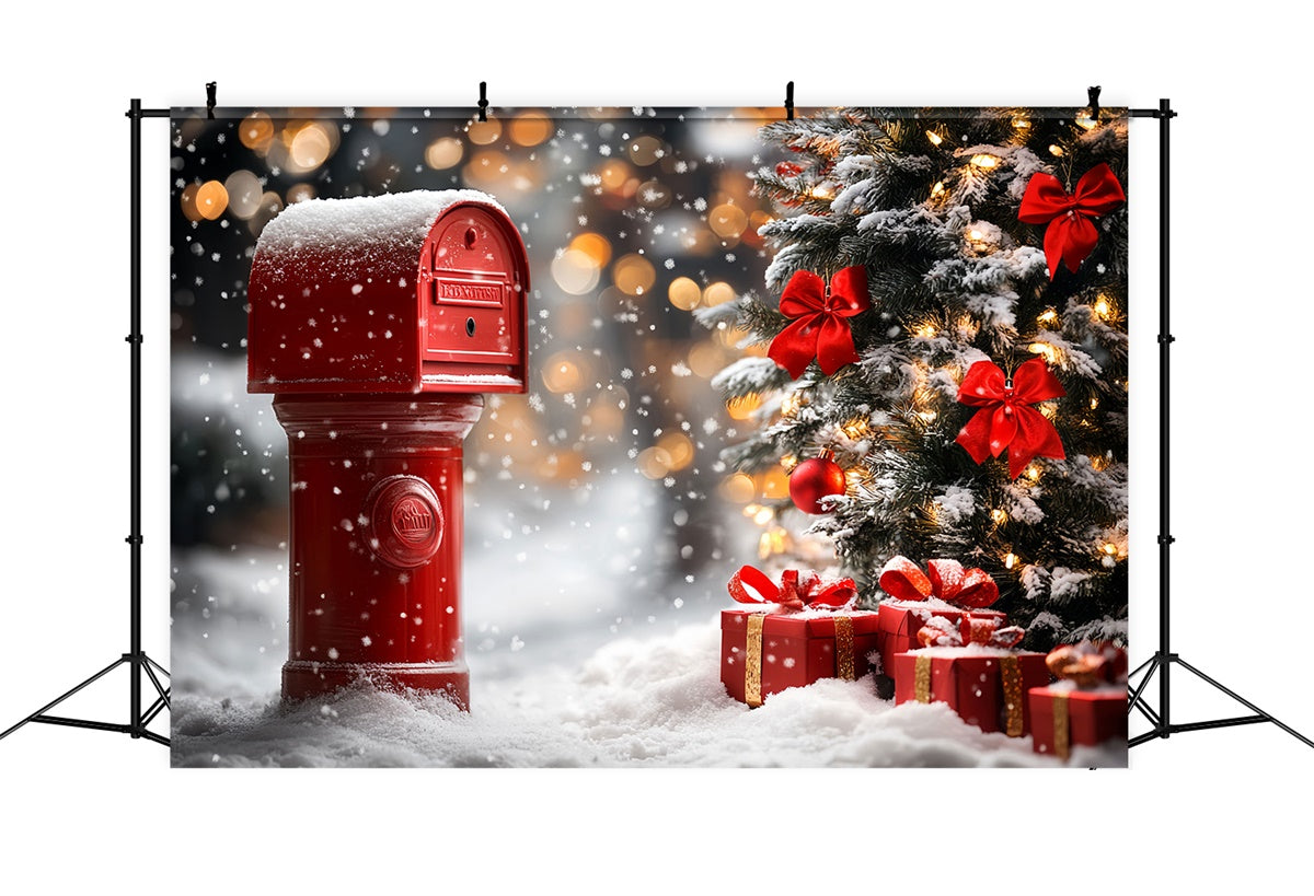 Toile de fond Hiver Boîte aux Lettres Rouge et Cadeaux de Noël CSH57-218