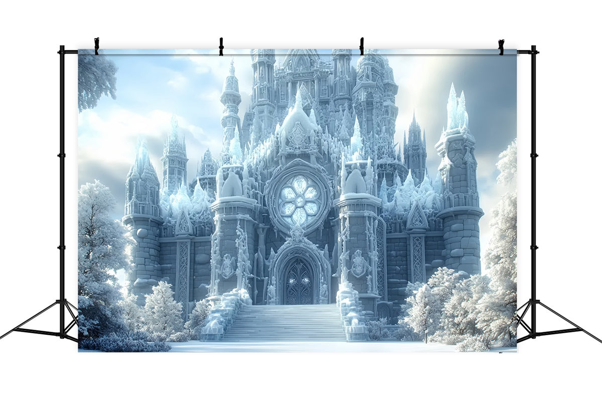 Toile de fond Photo Hiver Château Majestueux d’Hiver CSH57-221